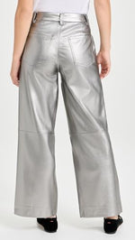 Joe's Jeans Women's The Mia Vegan Leather Crop Trouser, Metallic Silver