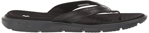 Under Armour Women's Ignite Marbella Flip Flop, (001) Black/Black/White, 12, US