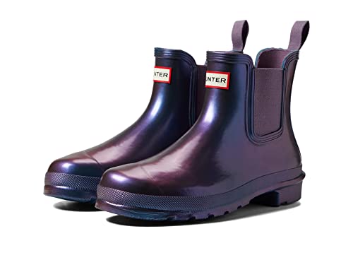 Hunter Original Chelsea Nebula Rain Boots for Women - Textile Lining with Rubber Upper, Round-Toe Design, and Rubber Outsole Stornoway Blue 8 M