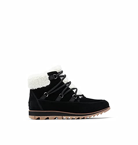 Sorel Women's Harlow Lace Cozy Boot — Black, Gum 10 — Waterproof Leather Ankle Booties — Size 7