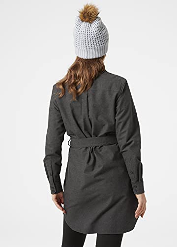 Helly-Hansen Womens Organic Flannel Shirt Dress, 980 Ebony Melange, Large