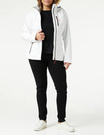 Helly Hansen Women's Crew Hooded Midlayer Fleece Lined Waterproof Rain Jacket, 001 White, Small