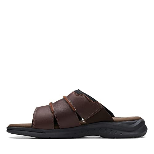 Clarks Men's Walkford Easy Flat Sandal, Brown Tumbled Leather, 11.5