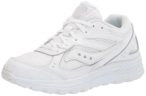 Saucony Cohesion 14 LACE to Toe Running Shoe, White, 4.5 US Unisex Big Kid