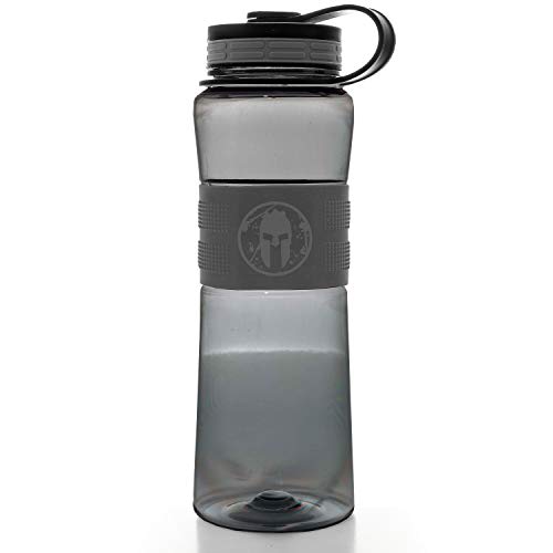 Franklin Sports Spartan OCR Plastic Water Bottle - 32 Ounces - Gray