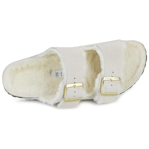 Birkenstock Women's Arizona Shearling Sandals, Antique White/Antique White, 9 Medium US