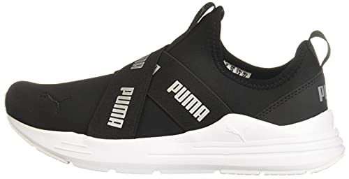 PUMA Women's Wired Run Slip On Sneaker Black/Slvr 8.5 Medium US