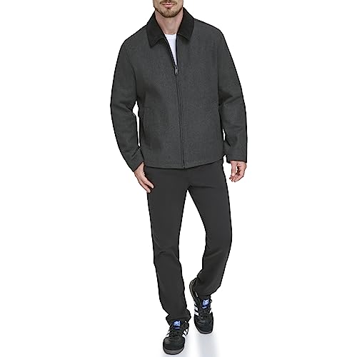 Dockers Men's Wool Blend Zip Up Jacket with Quilted, Charcoal (Without Bib)