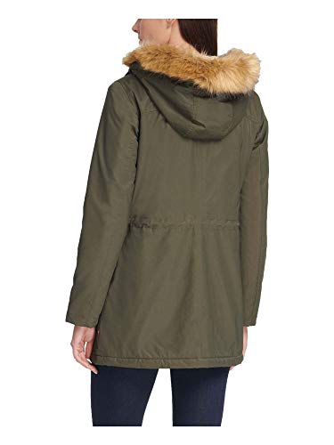 Levi's® Coated Cotton Parka with Sherpa and Faux Fur Hood Army Green MD