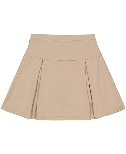 Nautica Girls' Big School Uniform Sensory-Friendly Performance Pleated Scooter, Khaki, 12