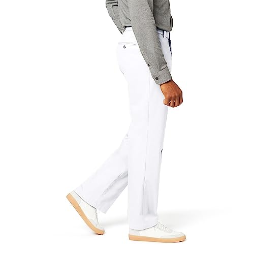 Dockers Men's Classic Fit Signature Khaki Lux Cotton Stretch Pants (Regular and Big & Tall), Paper White, 36W x 29L
