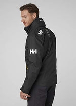 Helly Hansen Men's Crew Hooded Waterproof Windproof Breathable Rain Coat Jacket, 990 Black, Large