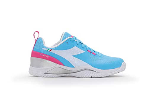 Diadora Women's Blushield Torneo All Ground Tennis Shoe (Sky Blue/White, 10)