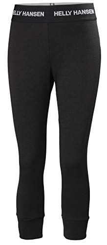 Helly-Hansen Womens LIFA Merino Midweight 3/4 Base Layer Pant, 990 Black, X-Large