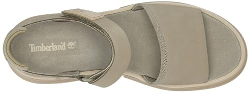 Timberland Women's Everleigh T-Strap Sandal, Light Taupe Nubuck, 6