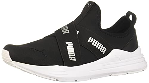 PUMA Women's Wired Run Slip On Sneaker Black/Slvr 8.5 Medium US