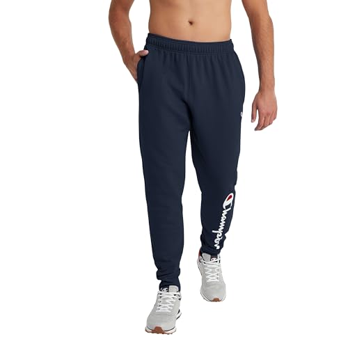 Champion Mens Joggers, Powerblend, Fleece For (Reg. Or Big & Tall) Athletic-sweatpants, Navy Script, Small US