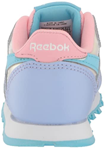 Reebok Girls Classic Leather Sneaker, Lilac Glow/Digital Blue/Pink Glow, 5 Medium US (Toddler)