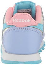 Reebok Girls Classic Leather Sneaker, Lilac Glow/Digital Blue/Pink Glow, 5 Medium US (Toddler)