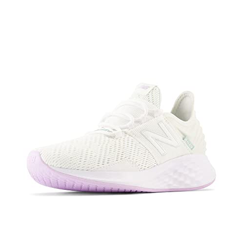 New Balance Women's Fresh Foam Roav V1 Running Shoe, White/Winter Fog/Thistle, 8.5 Wide