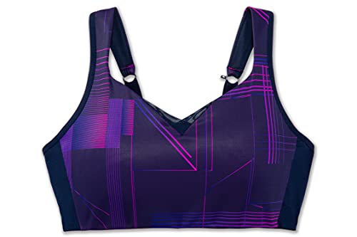 Brooks Women's Convertible Sports Bra for High Impact Running, Workouts & Sports with Maximum Support - Matrix Navy Print - 34 B