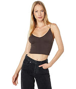 Free People Ribbed V-Neck Brami for Women - Fixed Straps, Lightweight and Durable Clothing Bitter Chocolate MD-LG (Women's 8-12) One Size