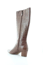 Naturalizer Melanie Regular Shaft Lodge Brown Croco Print Leather 7.5 W (C)