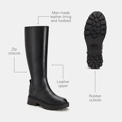 Coach Women's Julietta Leather Boot Knee High, Black, 5.5