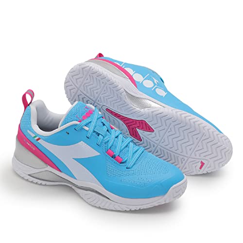Diadora Women's Blushield Torneo All Ground Tennis Shoe (Sky Blue/White, 10)