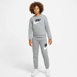 Nike Boy's Sportswear Club + HBR Crew 2 Tee (Little Kids/Big Kids) Carbon Heather LG (14-16 Big Kid)