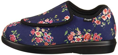 Propet Women's Cush 'N Foot Slipper, Navy Blossom, 10 X-Wide