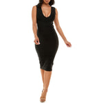 bebe Classic Bandage V-Neck Midi Dress Black XL