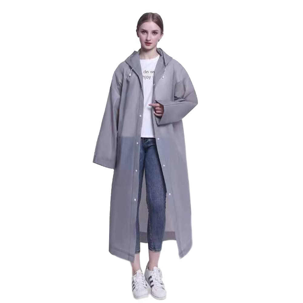 NW 3 Pieces Packable Eva Raincoat for Men and Women,Multifunctional Portable Reusable Waterproof with Hood Long Rain Poncho Gray, Large