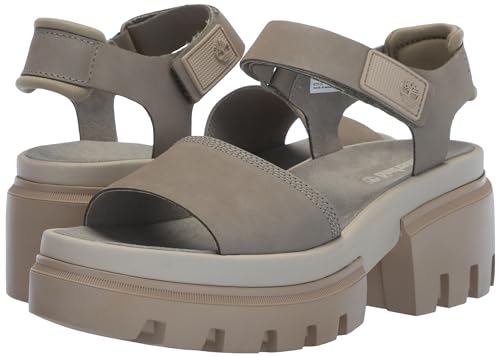 Timberland Women's Everleigh T-Strap Sandal, Light Taupe Nubuck, 6