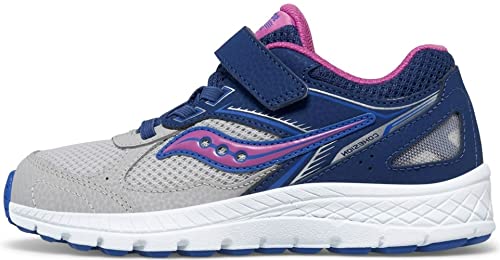Saucony Unisex-Child Cohesion 14 Alternative Closure Sneaker, Navy/Grey/Grape, 11.5 M US Big Kid