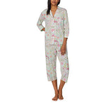 Lauren Ralph Lauren 3/4 Sleeve Notch Collar Capris PJ Set Multi Paisley MD (US 8-10)