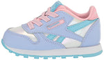 Reebok Girls Classic Leather Sneaker, Lilac Glow/Digital Blue/Pink Glow, 5 Medium US (Toddler)