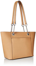 Calvin Klein Hayden Saffiano Leather East/West Top Zip Chain Tote, Buff