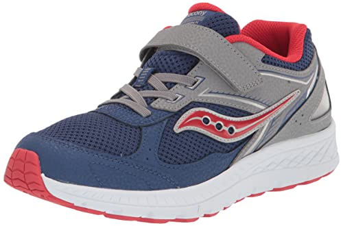 Saucony Cohesion 14 Alternative Closure Running Shoe, NAVY/RED, 4 US Unisex Big Kid