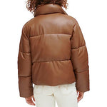 Levi's Women's Vegan Leather Quilted Short Puffer Jacket, Caramel