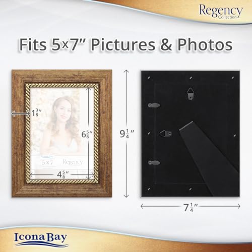 Icona Bay 5x7 Picture Frames (Copper Brown, 3 Pack), French Baroque Style Photo Frames 5 x 7, Wall Mount or Table Top, Regency Collection