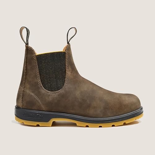 Blundstone 1944 Unisex Classic Series Chelsea Boot for Men and Women with Shock Absorption and Premium Water Resistant Leather, Rustic Brown/Mustard Black, 6.5 US Men / 8.5 US Women / 5.5 AU