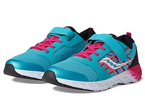 Saucony Wind Alternative Closure 2.0 Running Shoe, Turq/Pink/Black, 2.5 Wide US Unisex Big_Kid