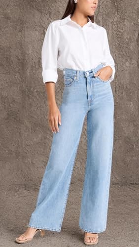 Levi's Women's Ribcage Wide Leg Jeans, Far and Wide, Blue, 28