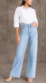 Levi's Women's Ribcage Wide Leg Jeans, Far and Wide, Blue, 28