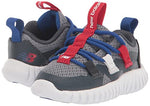New Balance Kid's Playgruv V1 Bungee Sneaker, Gunmetal/Orca/Team Red, 12.5 Little Kid