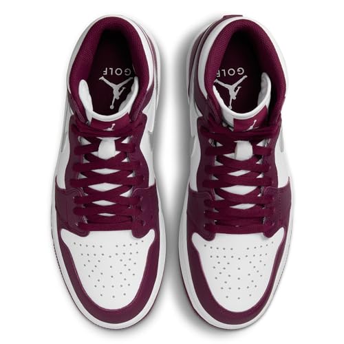 NIKE Air Jordan I High G Men's Golf Shoes (DQ0660-103, White/Bordeaux/Metallic Silver) Size 9.5