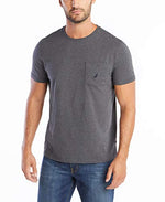 Nautica Men's Solid Crew Neck Short-Sleeve Pocket T-Shirt, Charcoal Heather (Light), Medium
