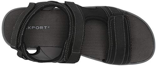 Rockport Men's Lucky Bay Sport 3 Strap Sandal, Black NBK, 10