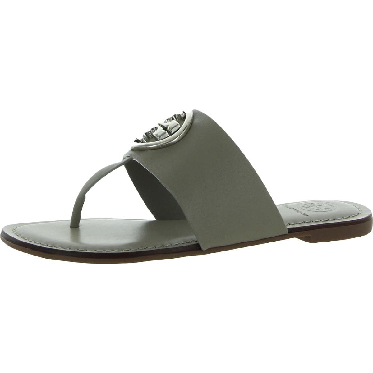 Tory Burch Womens Benton Leather Thong Flat Sandals Gray 6.5 Medium (B,M)